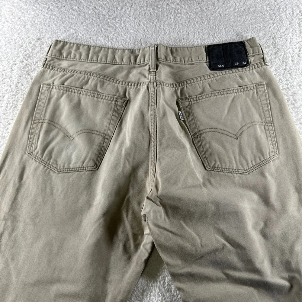 Levis 514 Pants Mens 36x34 Khaki Straight Chino Tan‎ White Tab School 5 Pockets